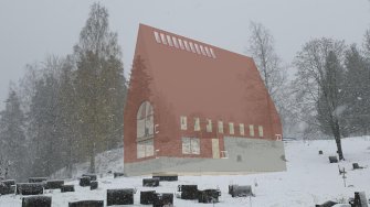 Rautjärven kirkon hahmotuskuva AR-ohjelmalla