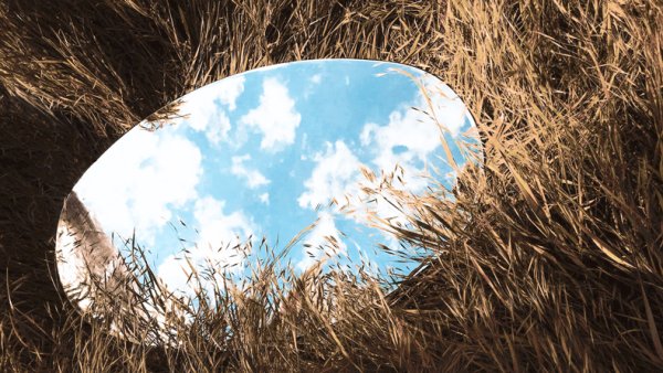 A round mirror on the ground