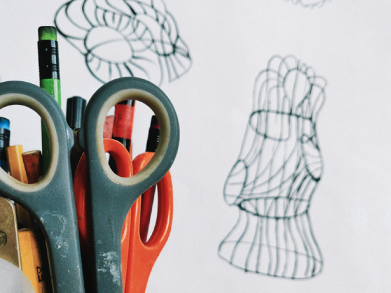 Close up of craft supplies