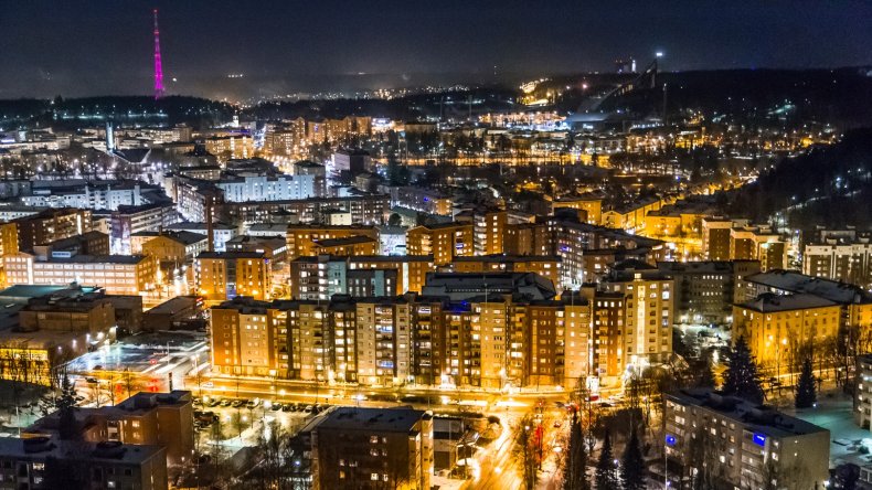 Lahti city by night Antti Mäkijärvi